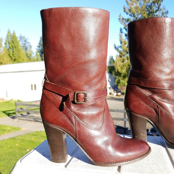 J. Crew Shoes - J. Crew plush leather mid calf stack heel boots